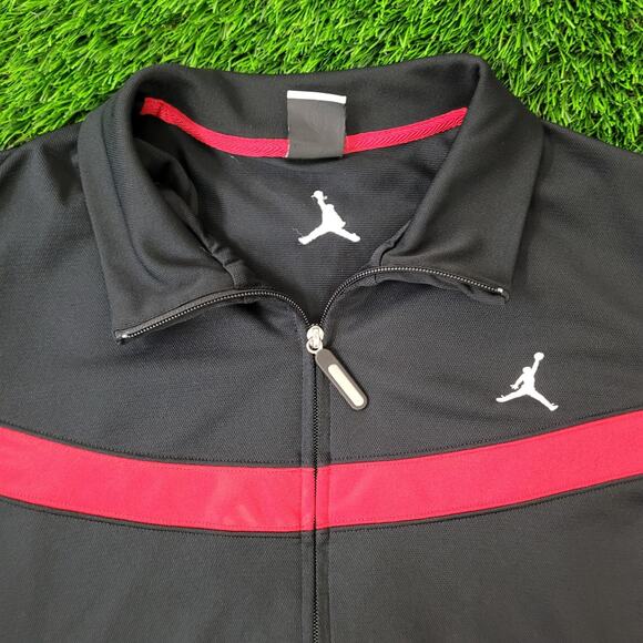 NIKE Jordan Jumpman Track Jacket Large 25x27 Baggy Black Red - Picture 9 of 16